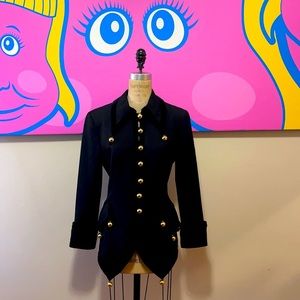 Moschino Cheap Chic Black Vintage Blazer Gold Ball Buttons